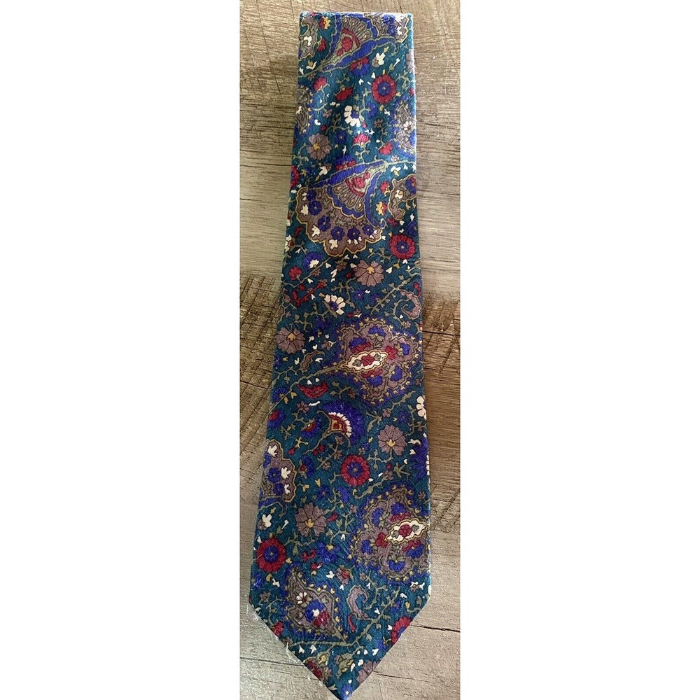 Vintage Cappuccino Tie Men’s Green Floral Peacock
